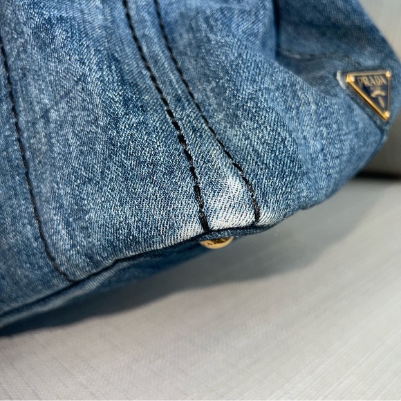 Prada Blue Denim Structured Canapa Tote - Picture 12 of 15